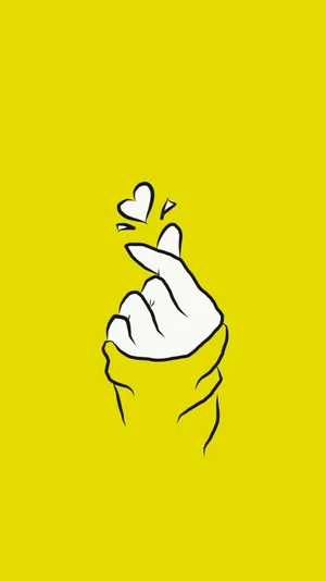 Bright Yellow Saranghae Finger Heart Wallpaper