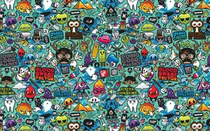 Brightly Colored Doodles Filling An Abstraction Wallpaper
