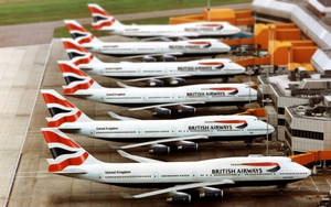 British Airways' Boeing Fleet Resting At The Airport Wallpaper