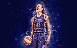 Brittney Griner Phoenix Mercury Blue Background Wallpaper