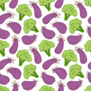 Broccoli And Eggplants Pattern Art Wallpaper