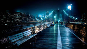Brooklyn Bridge Walkway Night Wallpaper