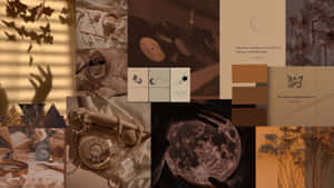 Brown Aesthetic Collage Desktop Wallpaper Wallpaper