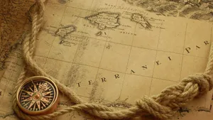 Brown Aesthetic Compass Map Laptop Wallpaper