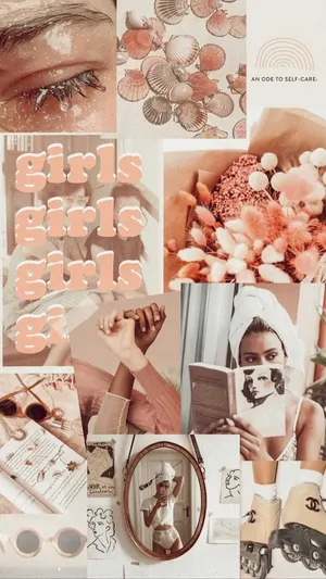 Brown And Cream Collage Boho Iphone Wallpaper