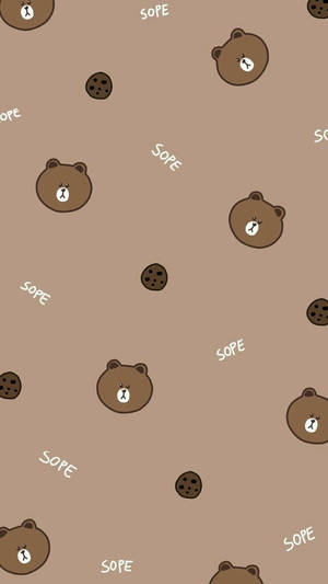 Brown Pattern Line Friends Wallpaper