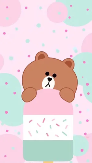 Brown With Ice Cream Bar Line Friends Wallpaper