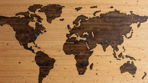 Brown Wooden Globe Texture Wallpaper