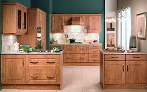 Brown Wooden Kitchen Design Wallpaper