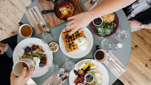 Brunch Gathering Top View Wallpaper