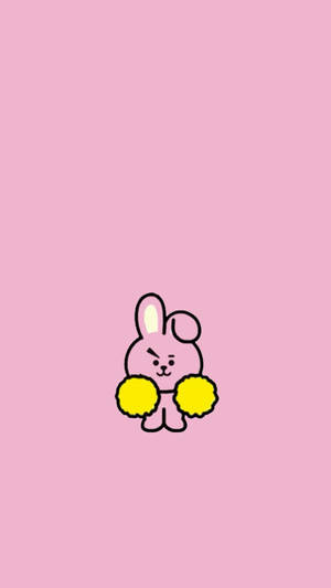 Bt21 Cooky With Yellow Pompoms Wallpaper