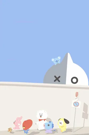 Bt21 In Sidewalk Wallpaper