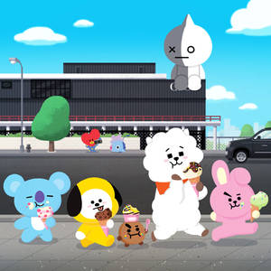 Bt21 On The Street Wallpaper