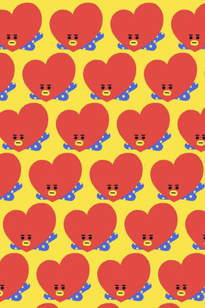 Bt21 Tata Lying Down Pattern Wallpaper