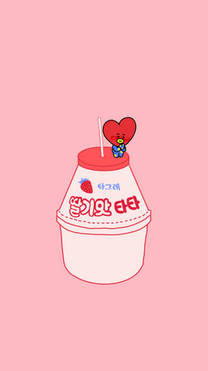 Bt21 Tata Strawberry Milk Wallpaper