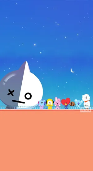 Bt21 Van And Friends At Night Time Wallpaper