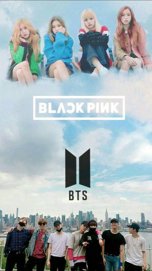 Bts And Blackpink Logo Cloudy Sky Wallpaper
