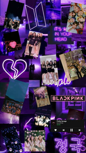 Bts And Blackpink Purple Neon Light Wallpaper