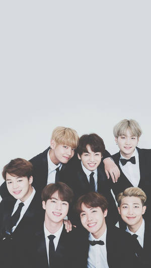 Bts Boyband In Black Suit Wallpaper
