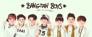 Bts Cartoon Wallpaper