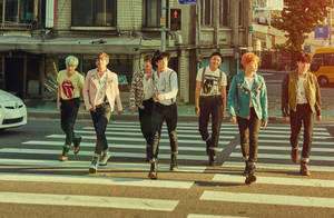 Bts Crossing Pedestrian Lane Laptop Wallpaper