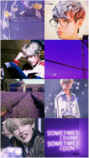 Bts Member V Purple Light Aesthetic Wallpaper