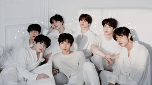 Bts Members In White Wallpaper