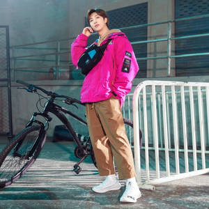 Bts Rm Cute Pink Jacket Wallpaper