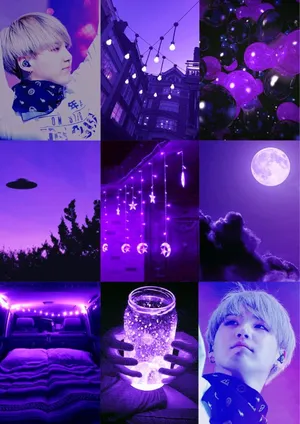 Bts Suga Purple Aesthetic Moodboard Wallpaper