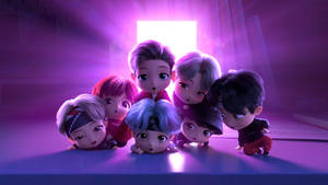 Bts Tinytan Purple Glowing Door Wallpaper