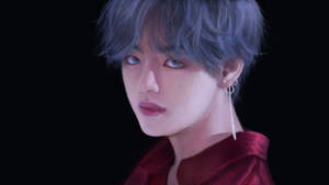 Bts V Silver Hair Artwork Wallpaper