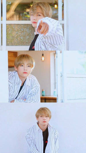 Bts V White Collage Wallpaper