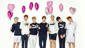 Bts With Cute Balloons Wallpaper