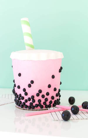 Bubble Tea Fondant Cake Wallpaper