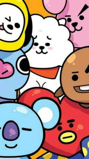 Bubbly Bt21 Characters Wallpaper