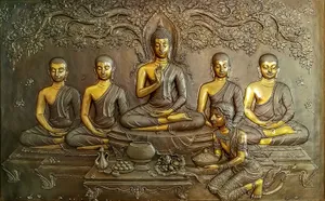 Buddha 3d Embossed Wall Sculpture Wallpaper
