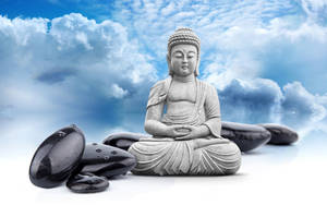 Buddha 3d On Clouds Wallpaper