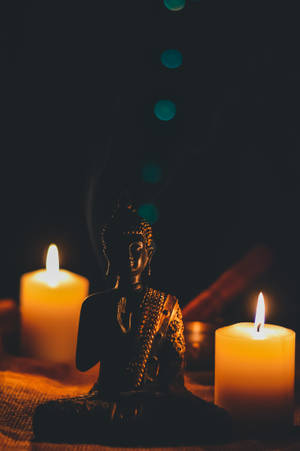 Buddha And Lighted Candles Wallpaper