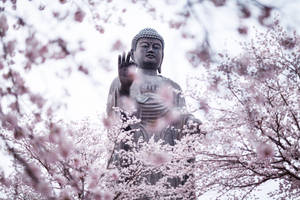 Buddha Statue In Winter Wallpaper