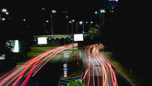 Bulgaria Night Road Lights Wallpaper