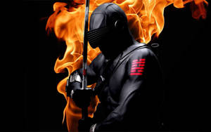 Burning Black Ninja Wallpaper