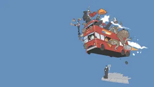 Bus Filled With Cute Cartoon Characters Wallpaper