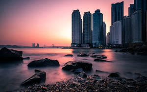 Busan City Sunset Wallpaper