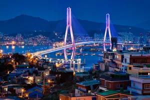 Busan Harbor Bridge At Night Wallpaper