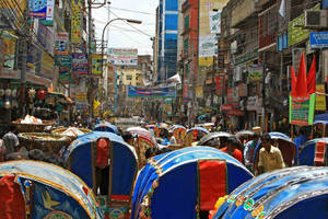 Bustling Street Scene In Dhaka, Bangladesh Wallpaper