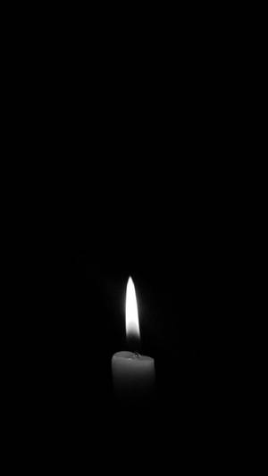 Bw Lit Candle Minimal Dark Iphone Wallpaper