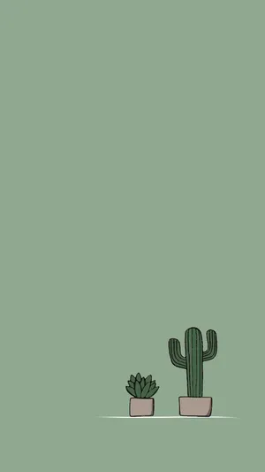 Cactus Iphone Plain Green Wallpaper