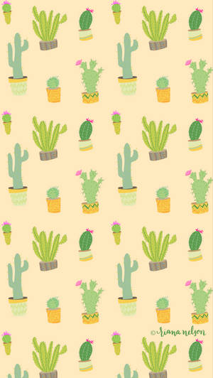 Cactus Party Pattern Wallpaper
