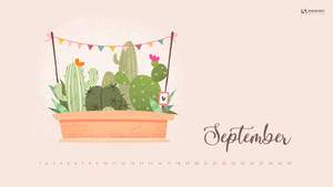 Cactus September Calendar Wallpaper