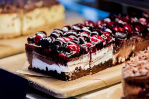 Cake Pastries With Cherries Wallpaper